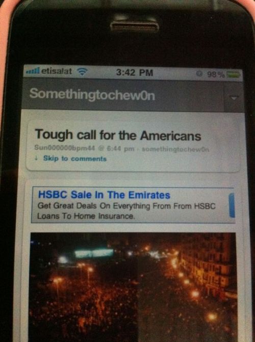 HSBC ad above my blog on phone